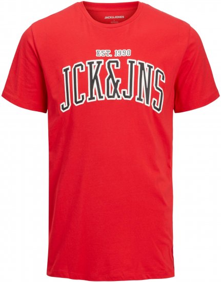 Jack & Jones JJCEMB TEE Red - Kratke Majice - Moške kratke majice za močnejše postave