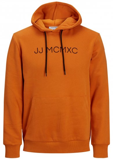 Jack & Jones JJHUGO FLOCK Hoodie Orange - Puloverji & jopice - Moški Puloverji & Jopice za Močnejše Postave