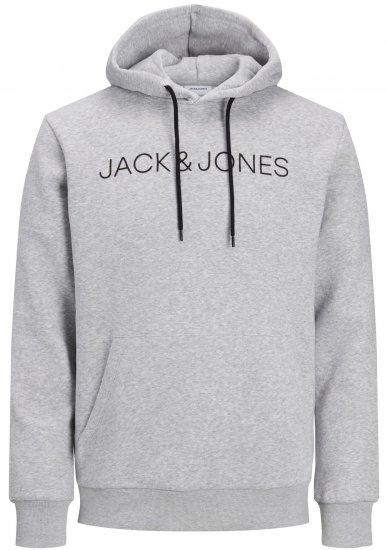 Jack & Jones JJHUGO FLOCK Hoodie Grey - Puloverji & jopice - Moški Puloverji & Jopice za Močnejše Postave
