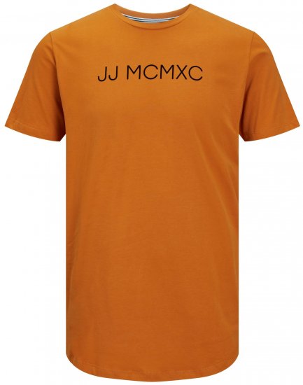 Jack & Jones JJHUGO FLOCK TEE Orange - Kratke Majice - Moške kratke majice za močnejše postave