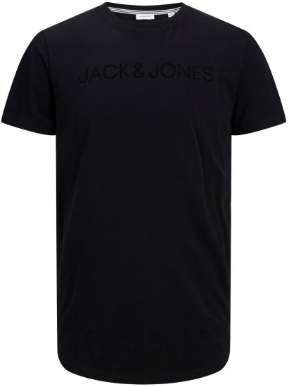 Jack & Jones JJHUGO FLOCK TEE Black - Kratke Majice - Moške kratke majice za močnejše postave
