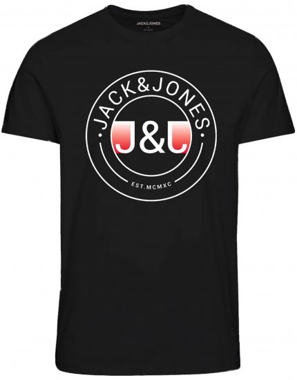 Jack & Jones JJMILAS T-Shirt Black - Kratke Majice - Moške kratke majice za močnejše postave