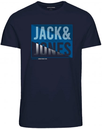 Jack & Jones JJSCOTT TEE Navy - Kratke Majice - Moške kratke majice za močnejše postave