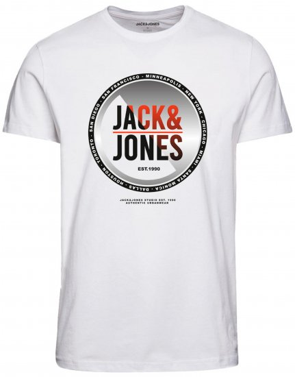 Jack & Jones JJSCOTT TEE White - Kratke Majice - Moške kratke majice za močnejše postave