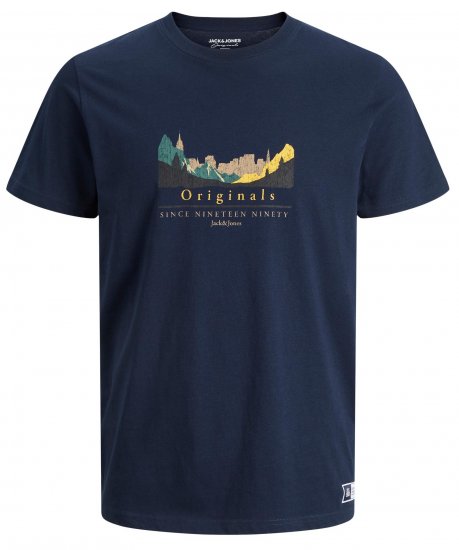Jack & Jones JORWOODLANDGRAPHIC T-Shirt Navy - Kratke Majice - Moške kratke majice za močnejše postave