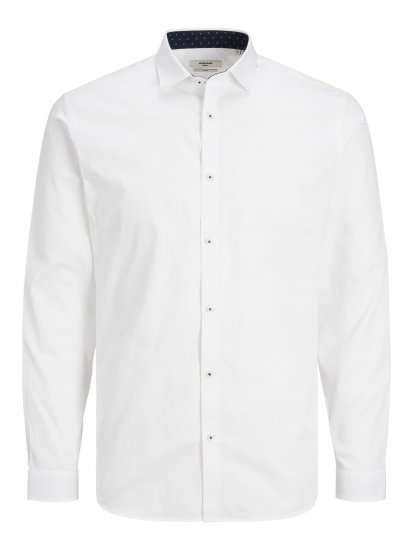 Jack & Jones JPRBLACARDIFF CONTRAST Shirt LS White - Srajce - Moške srajce za Močnejše Postave