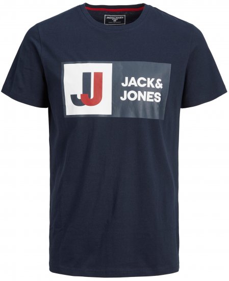 Jack & Jones JCOLOGAN TEE Navy - Kratke Majice - Moške kratke majice za močnejše postave