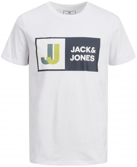 Jack & Jones JCOLOGAN TEE White - Kratke Majice - Moške kratke majice za močnejše postave