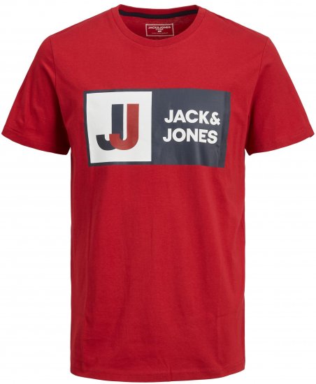 Jack & Jones JCOLOGAN TEE Red - Kratke Majice - Moške kratke majice za močnejše postave