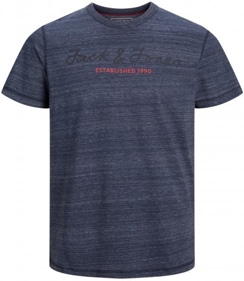 Jack & Jones JCOBERG UPSCALED TEE Navy - Kratke Majice - Moške kratke majice za močnejše postave