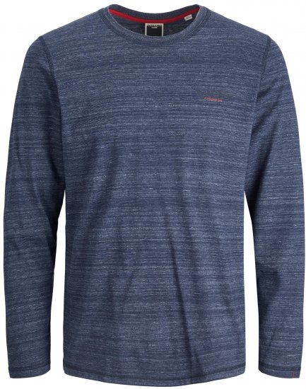 Jack & Jones JCOBERG Long sleeve T-shirt Navy - Kratke Majice - Moške kratke majice za močnejše postave