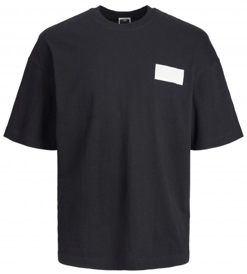 Jack & Jones JCONASA TEE Black - Kratke Majice - Moške kratke majice za močnejše postave
