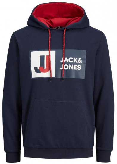 Jack & Jones JCOLOGAN Hoodie Navy - Puloverji & jopice - Moški Puloverji & Jopice za Močnejše Postave