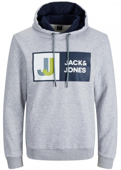 Jack & Jones JCOLOGAN Hoodie Grey - Puloverji & jopice - Moški Puloverji & Jopice za Močnejše Postave