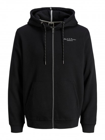 Jack & Jones JCOBERG SWEAT ZIP Hoodie Black - Puloverji & jopice - Moški Puloverji & Jopice za Močnejše Postave