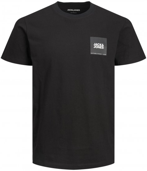 Jack & Jones JJLOCK TEE Black - Kratke Majice - Moške kratke majice za močnejše postave