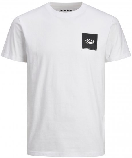 Jack & Jones JJLOCK TEE White - Kratke Majice - Moške kratke majice za močnejše postave