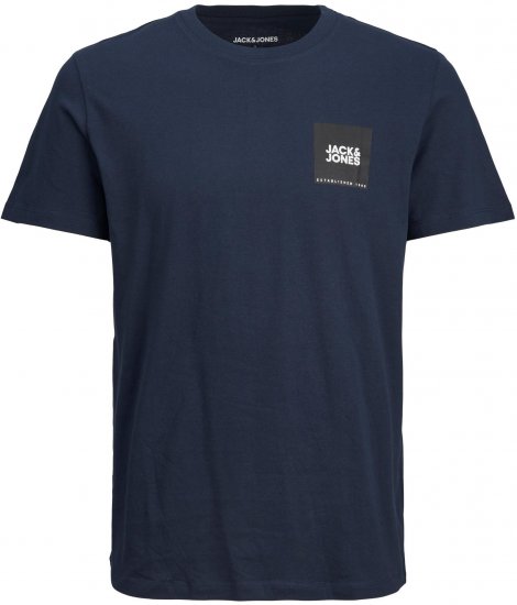 Jack & Jones JJLOCK TEE Navy Small print logo - Kratke Majice - Moške kratke majice za močnejše postave