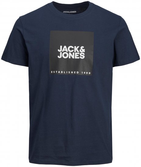 Jack & Jones JJLOCK TEE Navy - Kratke Majice - Moške kratke majice za močnejše postave