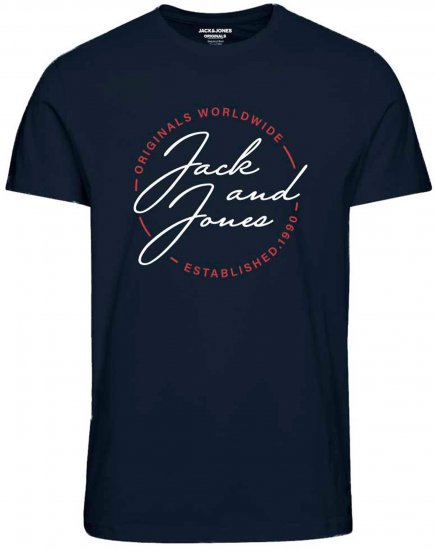 Jack & Jones JORJERRYS TEE Navy - Kratke Majice - Moške kratke majice za močnejše postave