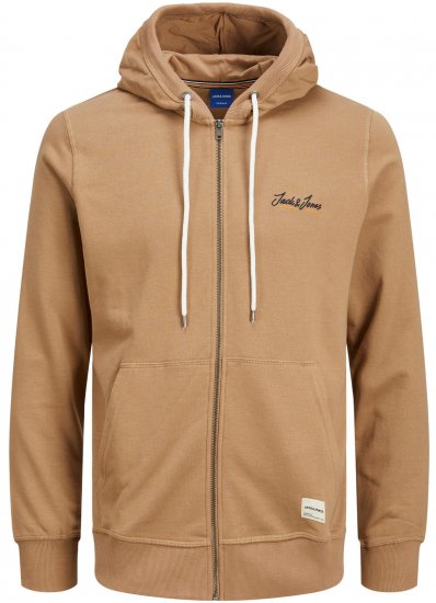Jack & Jones JORPAUL TONS ZIP Hoodie Brown - Puloverji & jopice - Moški Puloverji & Jopice za Močnejše Postave