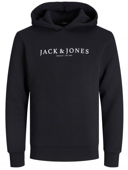Jack & Jones JPRBLAAUGUST LOGO Hoodie Black - Puloverji & jopice - Moški Puloverji & Jopice za Močnejše Postave