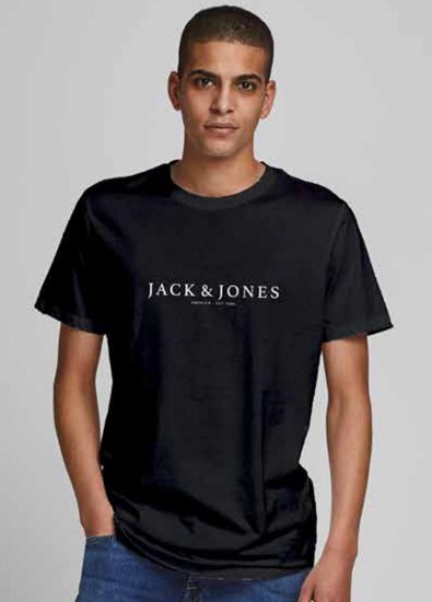 Jack & Jones JPRBLABOOSTER T-shirt Black - Kratke Majice - Moške kratke majice za močnejše postave