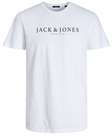 Jack & Jones JPRBLABOOSTER T-shirt White - Kratke Majice - Moške kratke majice za močnejše postave