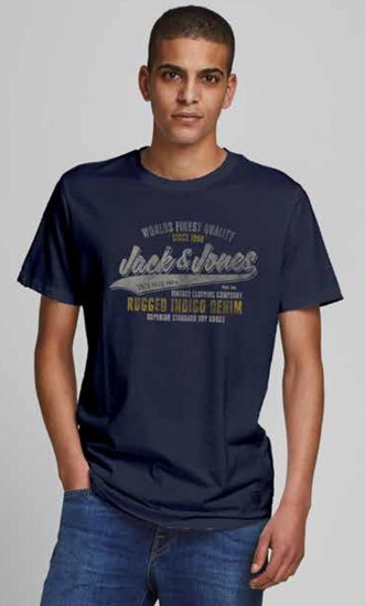 Jack & Jones JPRBLUBOOSTER TEE Navy - Kratke Majice - Moške kratke majice za močnejše postave