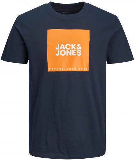 Jack & Jones JJLOCK TEE Dark Blue - Kratke Majice - Moške kratke majice za močnejše postave