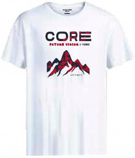 Jack & Jones JCOBOOSTER T-Shirt White - Kratke Majice - Moške kratke majice za močnejše postave