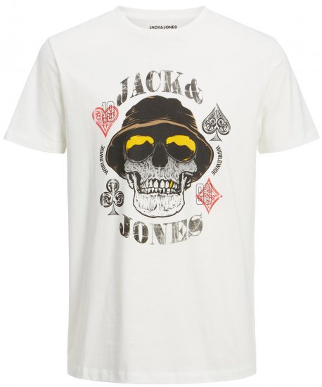 Jack & Jones JORCAPTAIN TEE White - Kratke Majice - Moške kratke majice za močnejše postave