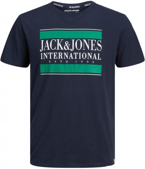 Jack & Jones JORINTERNATIONAL TEE Navy - Kratke Majice - Moške kratke majice za močnejše postave