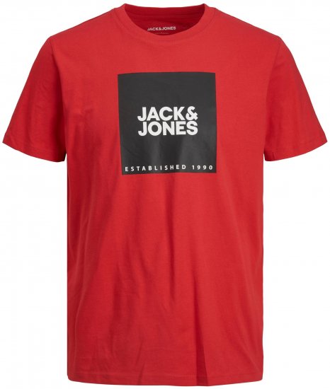 Jack & Jones JJLOCK TEE Red - Kratke Majice - Moške kratke majice za močnejše postave