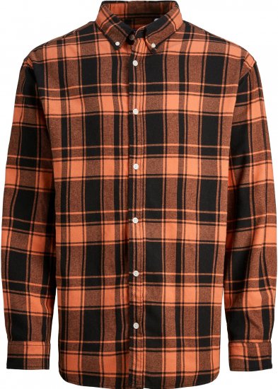 Jack & Jones JORCOZY FLANNEL CHECK SHIRT LS Ginger - Srajce - Moške srajce za Močnejše Postave