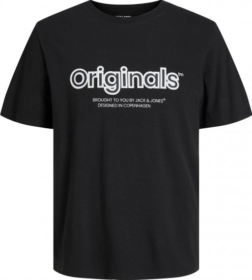 Jack & Jones JORLAKEWOOD BRANDING TEE Black - Kratke Majice - Moške kratke majice za močnejše postave