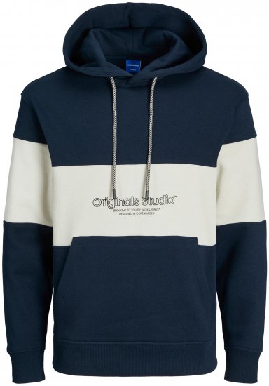 Jack & Jones JORLAKEWOOD SWEAT HOODIE Blocking Sky Captain - Puloverji & jopice - Moški Puloverji & Jopice za Močnejše Postave