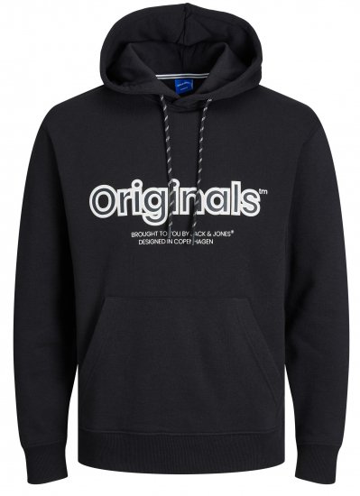 Jack & Jones JORLAKEWOOD Hoodie Black - Puloverji & jopice - Moški Puloverji & Jopice za Močnejše Postave