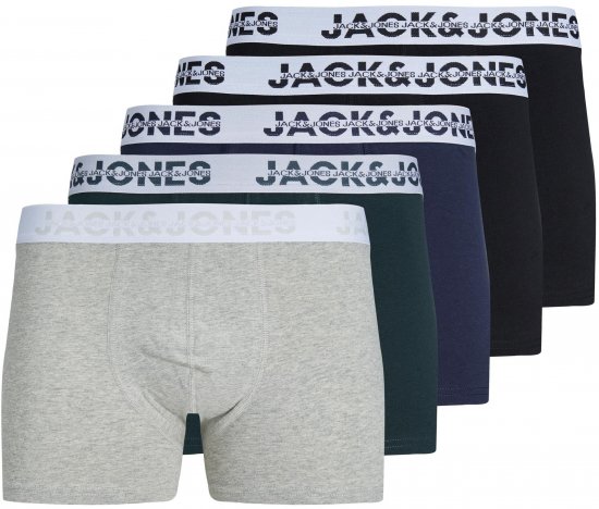 Jack & Jones JACDALLAS LOGO TRUNKS 5 PACK Light Grey Melange - Spodnje perilo & kopalne hlače - Moško Spodnje Perilo za močnejše postave