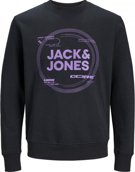 Jack & Jones JCOPILOU SWEAT CREW NECK Black - Puloverji & jopice - Moški Puloverji & Jopice za Močnejše Postave