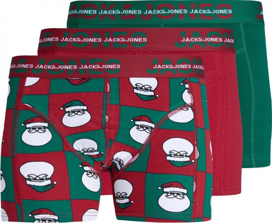Jack & Jones JACSQUARE SANTA TRUNKS 3 PACK Aventurine - Spodnje perilo & kopalne hlače - Moško Spodnje Perilo za močnejše postave