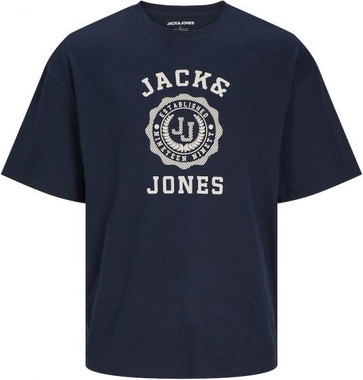 Jack & Jones VICTO T-Shirt Navy Blazer - Kratke Majice - Moške kratke majice za močnejše postave
