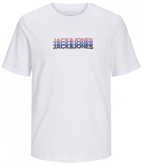 Jack & Jones JJCYBER T-Shirt White - Kratke Majice - Moške kratke majice za močnejše postave