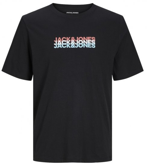 Jack & Jones JJCYBER T-Shirt Black - Kratke Majice - Moške kratke majice za močnejše postave