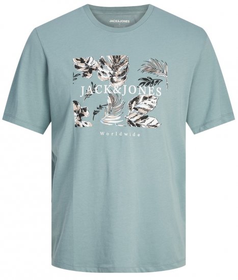 Jack & Jones JJFLOOR T-Shirt Goblin Blue - Kratke Majice - Moške kratke majice za močnejše postave