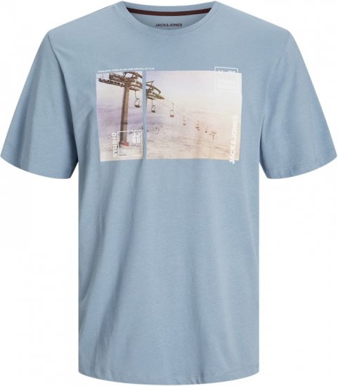 Jack & Jones MAINE T-Shirt Light Blue - Kratke Majice - Moške kratke majice za močnejše postave