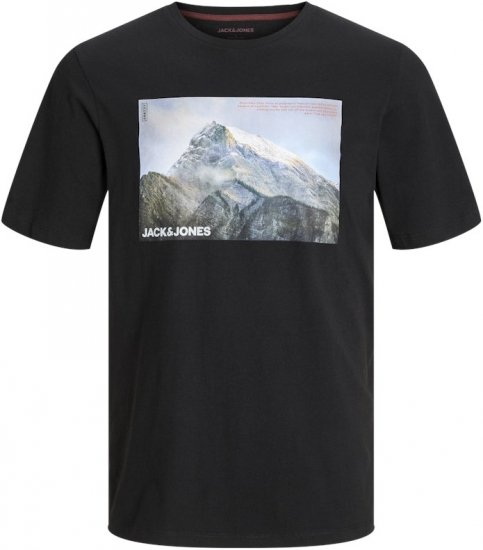 Jack & Jones MAINE T-Shirt Black - Kratke Majice - Moške kratke majice za močnejše postave