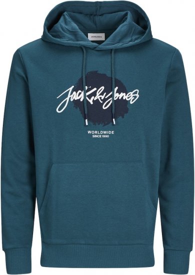 Jack & Jones Tiley Hoodie Deep Teal - Puloverji & jopice - Moški Puloverji & Jopice za Močnejše Postave