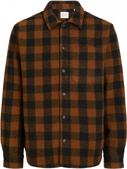 Jack & Jones ZAC Brushed Long Sleeve Overshirt Brown - Srajce - Moške srajce za Močnejše Postave