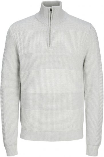 Jack & Jones HUGO Knitted Sweater with Half Zipper Cool Gray - Puloverji & jopice - Moški Puloverji & Jopice za Močnejše Postave